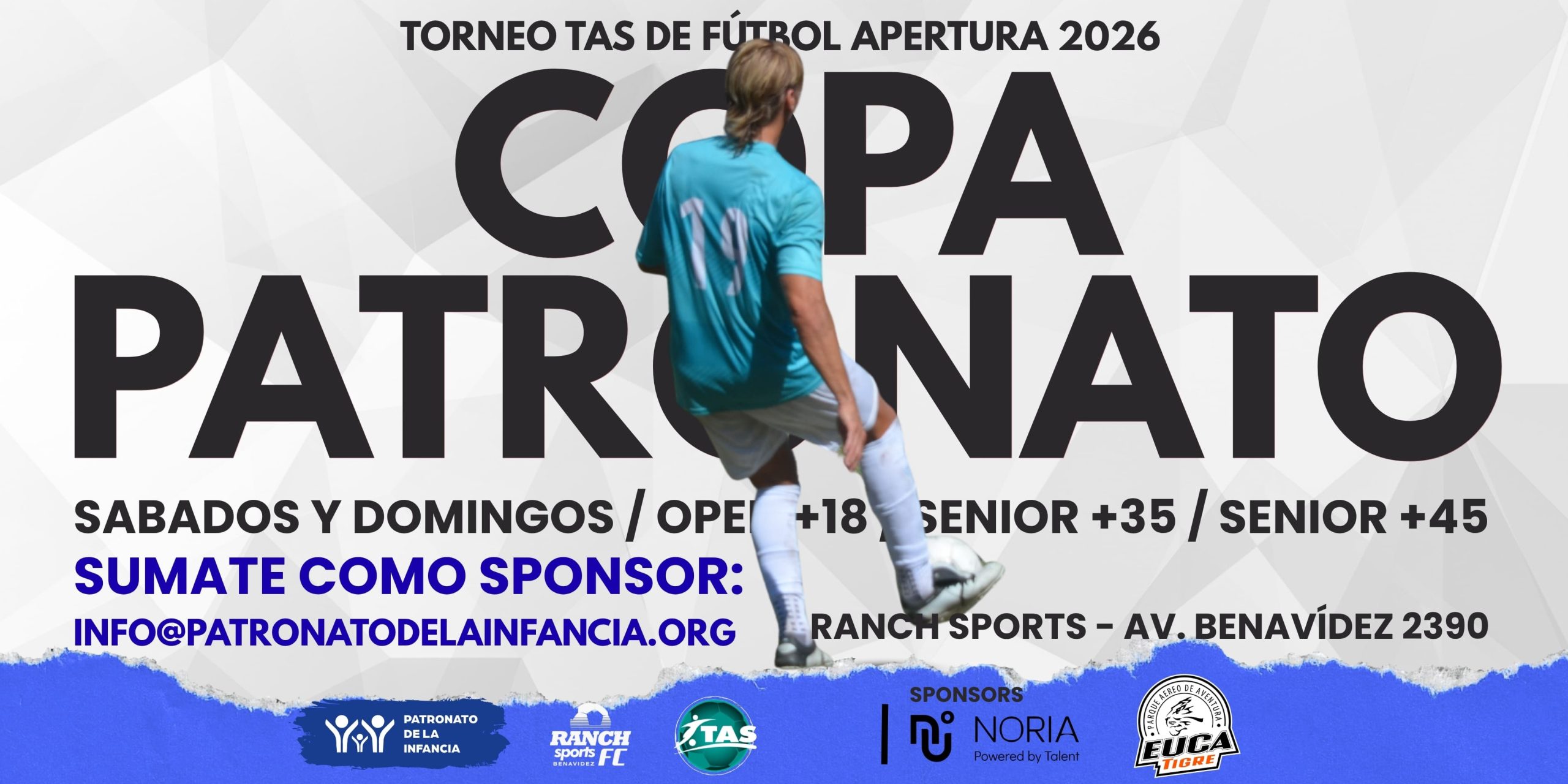 Banner del Torneo de Fútbol 5 a beneficio del Patronato de la Infancia